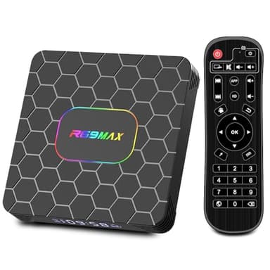 Android 14.0 TV Box,R69MAX Smart TV Box with 4GB RAM 64GB ROM RK3528 Quad Core Arm Cortex A53 Mali-450 GPU Support 8K 3D 1080P 2.4/5.0GHz WiFi BT5.0 10/100M Ethernet DLNA HDMI2.0 USB3.0 H.265