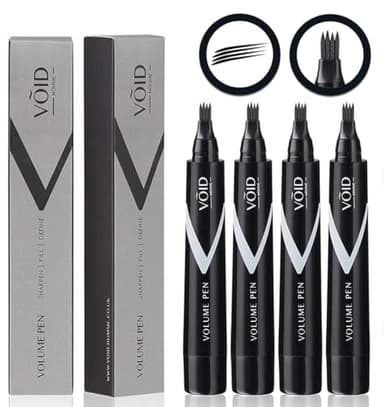 VOID Homme Beard Pen Filler para hombres (paquete de 4) Delineador para barba fácil, Pluma de relleno de barba para barba Kit de pluma de relleno y marcador de barba (Negro)