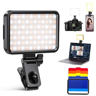 Coovee 84 Luz de vídeo LED, 3000-10000K 3 Modos de luz led portatil, luz Foco para movil con batería de 2000 Mah, CRI 95+, luz LED de videoconferencia para iPhone, iPad, computadora portátil, cámara