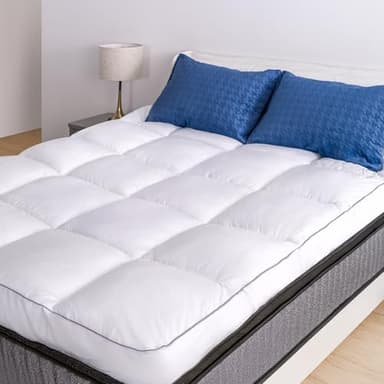 Marine Moon Cubrecolchón tamaño King, parte superior de almohada de felpa refrescante, extra grueso, relleno alternativo de plumón de calidad de hotel, cubrecolchón más suave y esponjoso para dolor de