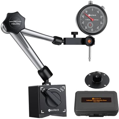 Neoteck 0~20 mm Indicador de Cuadrante Indicador Digital con Soporte de Base Magnética Indicador de Prueba de Dial con Caja de Plástico para Mecánicos Industriales Laboratorios