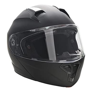 HOMCOM Casco de Moto Integral Talla L-59-60 cm Casco de Motocicleta con Doble Visera Cabezal Anticolisión y Ventilaciones con Certificación Europea Unisex Color Negro