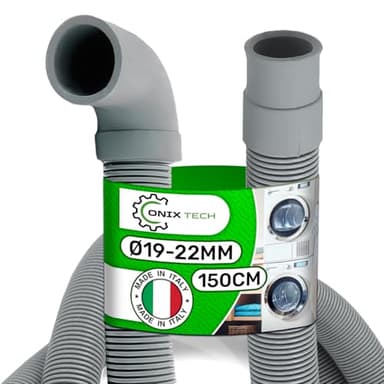 Universal Tubo Desague Lavadora También para Lavavajillas con Longitud de 1,5 m сon Conexión Recta y Acodada - MADE IN ITALY - Garantía de 5 Años - ONIX TECH