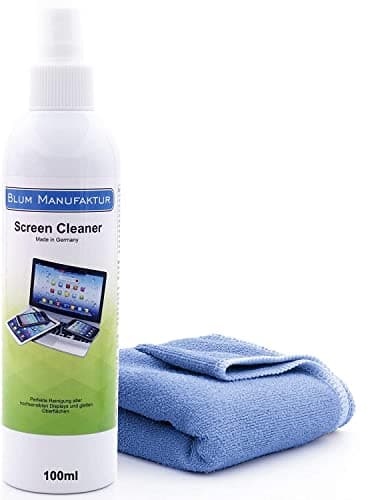 Blum - 100ml Limpiador de Pantalla + paño de Microfibra 30x30 cm. Limpieza Todas Las Pantallas y displays. Sin Rayas y sin estrías.