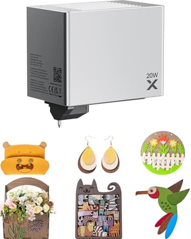 xTool Módulo Láser 20W para M1 Ultra, Potente Módulo de Corte Láser, Grabado y Corte Eficiente en Madera, Acrílico, Metal, Cuero, etc., para Bricolaje, Regalos Personalizados y Pequeñas Empresas