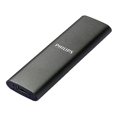 Philips Portable Externe SSD 500 GB Slim, Delgado, SATA Speed ​​USB-C, USB, Lectura hasta 540 MB/s, Escritura hasta 520 MB/s, Aluminio