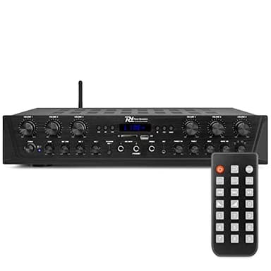 Power Dynamics PV260BT Amplificador de Audio multisala de 6 Canales 6X 100W. Bluetooth, Radio FM, Reproductor de MP3 USB, entradas de micrófono. Uso doméstico, Oficina, Sistema de megafonía