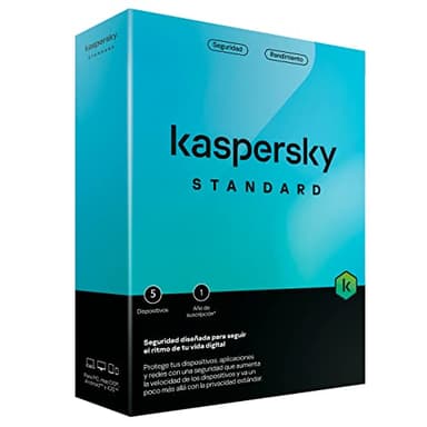 Kaspersky Standard 2023 | 5 dispositivo | 1 año | Caja Mini No CD | Seguridad Avanzada | Protección Bancaria en línea | Optimización del rendimiento | PC/Mac/Móvil