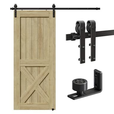 CCJH 6.6FT/2M Herraje para Puerta Corredera Kit de Accesorios para Puertas Correderas, Contiene Guía de suelo ajustable