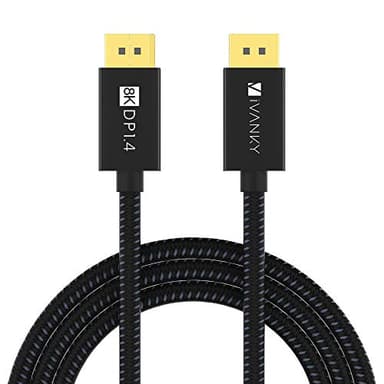IVANKY Cable DisplayPort 1.4, [Certificado VESA] 8K@60Hz, 4K@144Hz, 4K@75Hz y 1080@240Hz, Cable DisplayPort 1.4 Compatible con HDR, FreeSync, G-Sync, DTS-HD, Tarjeta Gráfica - 3M
