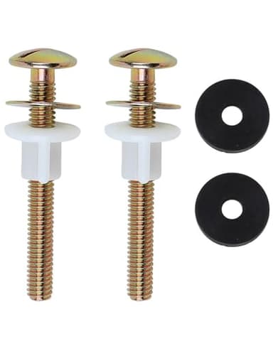 TPZORJX 2Pcs tornillos para asiento de inodoro, tornillos de repuesto para asiento de inodoro con tuercas de plástico y arandelas metálicas,Tornillo de Fijación de la Tapa del Inodoro, Accesorios