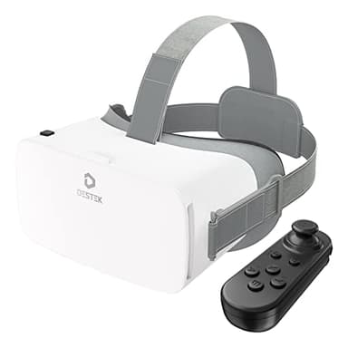 ESTEK V5 VR Auriculares para teléfono, 110 ° FOV HD Anti-Blue Lentes Realidad Virtual Auriculares con Controlador, Gafas VR para iPhone 11/12/13/14/15, Samsung Android (Pantalla 4.7-6.8 Pulgadas)
