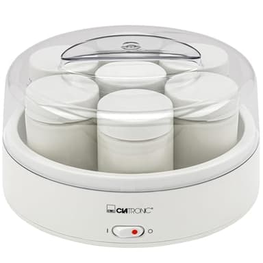 Yogurtera Clatronic para una preparación rápida y fácil | Yogurtera para yogur, queso fresco y queso crema | Yogurtera con 7 tarros de 160 ml con tapa | JM 3344