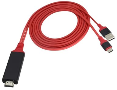 zdyCGTime HDMI ADAPTER MHL ype C 3.1 Cable USB C 3.1 macho + USB 2.0 a macho a HDMI ADAPTER 1080p HD HDTV Mirror， adecuado para teléfonos inteligentes tabletas/HDTV/monitores (2m / Red USB c)
