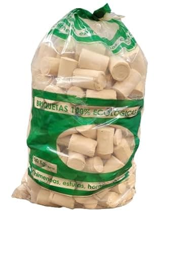 Peyca Saco de briquetas de Pino 100% ecológicas 30kg Aprox. Ideal para chimeneas, Estufas, hornos. Gran duracion. Prensadas sin aditivos.