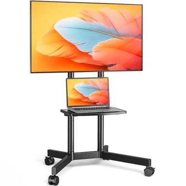 TVON Soporte TV Pie Ruedas para Televisiones de 32-75 Pulgadas de Plasma/LCD/LED, Altura Ajustable Móvil Soporte TV Suelo con Balda hasta 40 kg Máx VESA 400x400mm