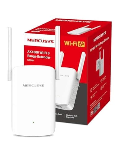 Mercusys ME60X Extensor de Rango Wi-Fi 6 AX1500, Doble Banda 2.4GHz 300Mbps y 5GHz 1201Mbps, Conexión Gigabit Ethernet, Fácil Configuración con WPS, Compatible con EasyMesh