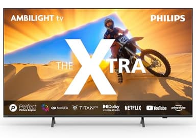 Philips Ambilight La Xtra 65PML9019 Smart TV 4K Quantum Dot MiniLED - Pantalla de 65 Pulgadas con Motor P5 Picture Engine Ultra HD, Titan OS, Dolby Vision y Dolby Atmos - Gris Antracita