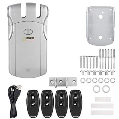MAGT Cerradura Electrónica de Seguridad, Invisible, Sin Llave, Control Remoto y Aplicación, Plata