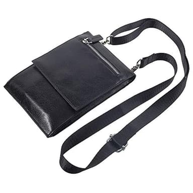DFV mobile - Case Pocket Shoulder Bag with Lanyard for Tablet and Smartphone with Magnetic Closure and Zippers for Unihertz Titan (2020) - Black