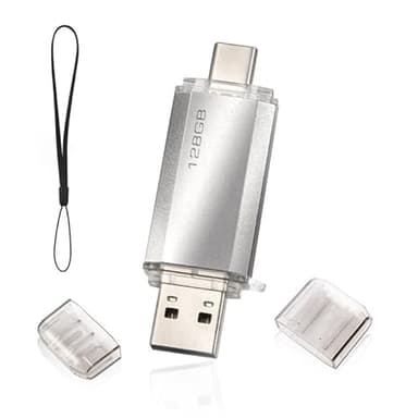 Tipo C Memoria 2 en 1 USB 128gb, Pen Drive USB C 128 GB Tipo C Y USB 2.0 Memoria Flash 128gb para Smartphones Android/Windows/Pc/Tabletas/Almacenamiento Datos Externo Etc (Plata)