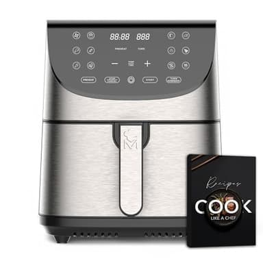 MasterPro ROCKET 700 - Freidora de Aire 1800W 7L - 12 Programas - Pantalla LED Táctil - Temperatura Ajustable - Recetario Online - Fácil Limpieza