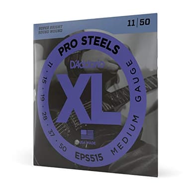 D'Addario Cuerdas de Guitarra - ProSteels Cuerdas de Guitarra Eléctrica - Round Wound - Brighter, Crunchier, Increased Sustain - EPS515 - Medium, 11-50