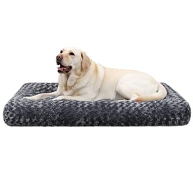 KSIIA Cama para Perro Grande, 90x60cm, Camas Antiestres Perro L, Colchon Cojín Perro Grande, Colchoneta Perro Lavable a Máquina, Fondo Antideslizante Dog Bed, Gris Oscuro