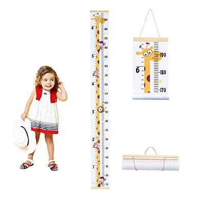 Surplex Bebé Gráficos de Crecimiento Altura para Colgar en la Pared, Regla Medidora Madera Animal Jirafa Tabla de Crecimiento Infantil Extraíble Decorar Dormitorio Guardería Escuela Medir Estatura