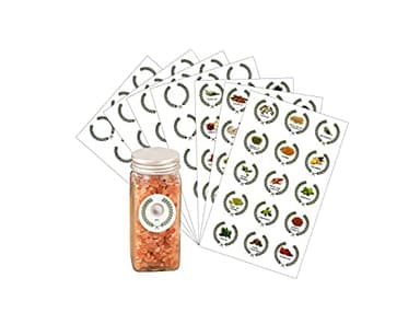 105 Pcs Etiquetas de Tarros de Especias. Juego de 45 con patrones y letras, y 60 en blanco 4 cm español