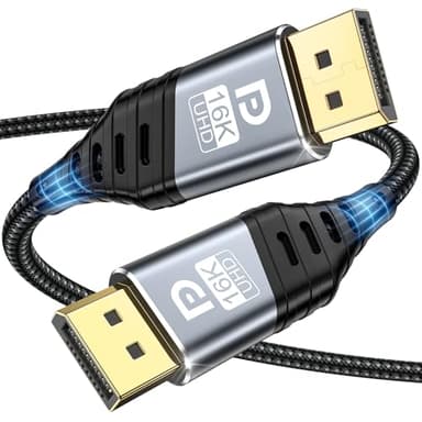 YUETUOL 16K Cable DisplayPort 2.1, Cable DP 2M 80Gbps 16K@60Hz, 8K@120Hz, 4K @240Hz/165Hz/144Hz, 2K@240Hz, Compatible con HDR10, FreeSync, G-Sync para PC, Monitor, Tarjeta Gráfica, Gaming