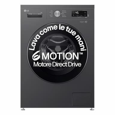 LG F4NX1009NMB - Lavadora de 9 kg de carga frontal serie X1, clase A, 1400 rpm, Wi-Fi, 6 Motion Direct Drive, lavado a vapor Allergy Care, libre instalación, Middle Black