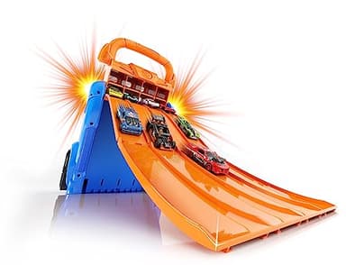 Cefa Toys guardacoches/Lanzador Hot Wheels, 4 Pistas y Capacidad para 20 Coches. Apto para niños a Partir de 6 años.