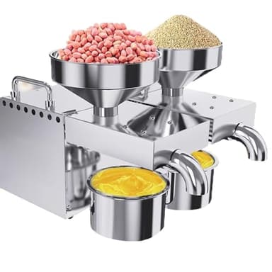 molino aceitunasPrensa de aceite totalmente automática para el hogar, de doble cabezal, prensa de aceite multifuncional de doble propósito, sésamo, maní y nuez, equipada con potencia de 1,6 (kw)
