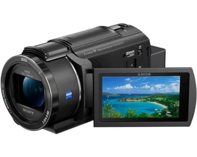 Sony FDRAX43AB.CEE Handycam FDR-AX43 Videocámara, Pantalla de 3" giratoria, Grabación 4K Ultra HD, Lente Zeiss Vario-Sonnar 26.8 mm, Zoom óptico 20x, Balanced Optical SteadyShot, Selfies, Color Negro
