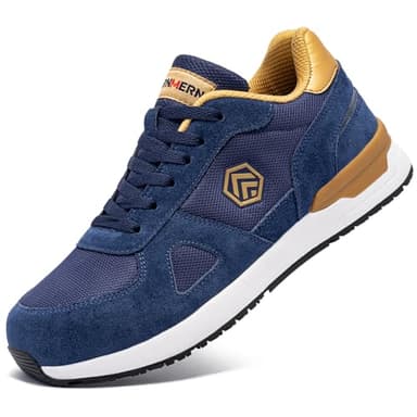 LARNMERN PRO Zapatos de Seguridad para Trabajo, Punta de Acero SRC Anti-Deslizantes, Zapatillas Ligeras Transpirables , Calzado Comodo para Hombre, Azul Talla 43 EU