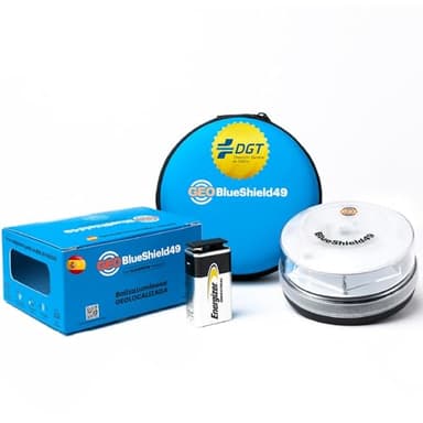 BlueShield49 Luz Emergencia Coche Homologado DGT v16 3.0 con Estuche I Triple Visibilidad y Batería Energizer 9V I Exigible a Partir de 2026 I Conectividad IoT hasta 2038 I En Colaboración con Garza