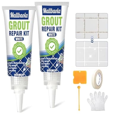 Kit de Reparación de Juntas Azulejos, 2 Paquetes Relleno de Blanqueador Juntas Azulejos, Revividor de Lechada para Azulejos Baño, Lechada para Juntas Suelo, Ducha y Cocina, Kit Reparacion Baldosas