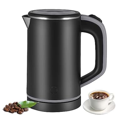 800ML Pava Electrica, 600W Jarra Electrica Calentar Agua, Hervidor de Agua Pequeño, Electric Kettle Inoxidable para té Café Leche para Bebés, Sobrecalentamiento Viaje Silencioso Negro