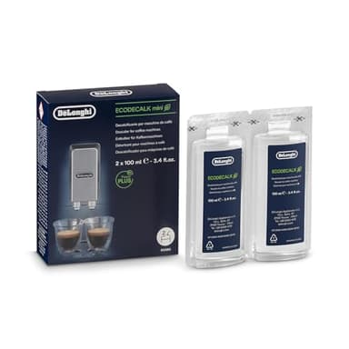 De'Longhi EcoDecalk Mini Descalcificador DLSC200, 2 Dosis Descalcificación, Descalcificador Máquina Café, Accesorio Mantenimiento Máquina Café, Ingredientes De Origen Vegetal, 2x100ml