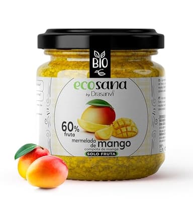 ECOSANA MERMELADA EXTRA MANGO SIN AZÚCAR CERTIFICADO BIO by DRASANVI - VEGANO - SIN GLUTEN - 250g
