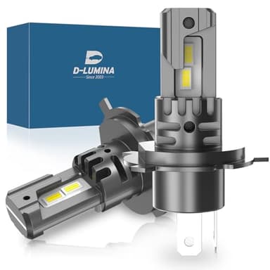 D-Lumina H4 LED Canbus Bombilla 100W 16000LM, 6500K 400% Brillante, lámpara halógena de diseño de reemplazo 1: 1, Plug and Play, Resistente al Agua IP68, 2 piezas