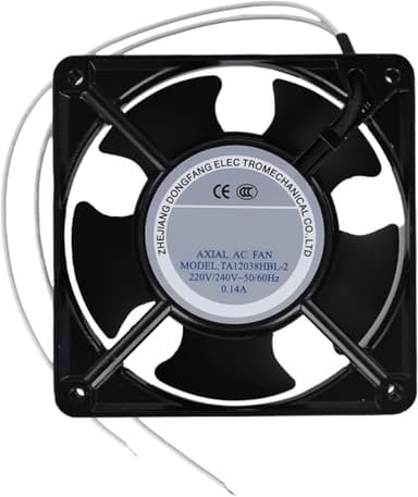 KWJTOY Ventilador axial para Casete de Chimenea enchufable, Alta Temperatura, aspas de Metal para Estufas, Campanas extractoras, chimeneas, Estufas de leña, 120 x 120 x 38 mm