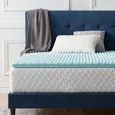 LUCID Sobrecolchón viscoelástico de 5 cm con partículas de gel; cubrecolchón ondulado, Topper 135x190 cm