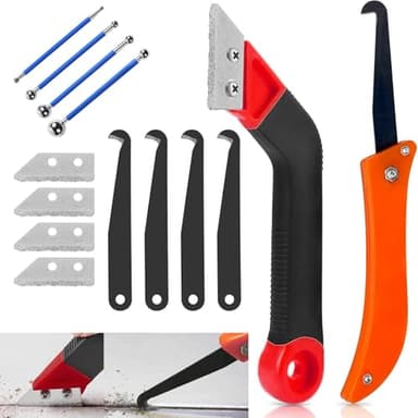 UZSUZZ 14 PCS Rascador Juntas Azulejos, Herramientas Para Juntas De Baldosas, Removedor De Lechada Con Cuchilla De Repuesto,Para Juntas Para Limpieza De Azulejos De Piso De Pared De Baño De Cocina