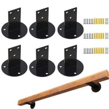 Soporte para Pasamanos, 6 Piezas Soportes Pasamanos Accesorios para Pared Barandilla Escaleras Ajustable Soporte de Barandilla con Tornillos para Barandillas de Madera Cuadradas O Redondas