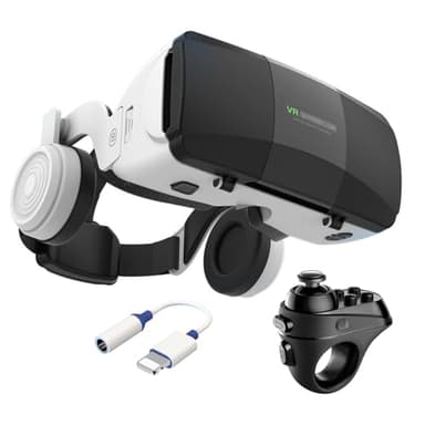 Gafas VR para 4.7"-7.8" Android/iOS Smartphone, 2023 Nuevos Gafas Realidad Virtual Movil con Auriculares y Mando, 3D VR Gafas para Película Juego Immersivo, Adolescentes/Niños (