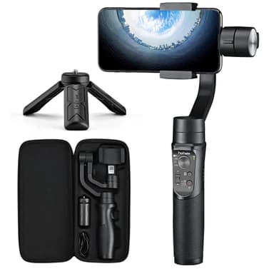 Gimbal Estabilizador para Móvil, 3-Ejes Gimbal Movil con 6 Modos, Gimbal Stabilizer Ligero con Batería Soporte para 12H, Carga 280g, Ideal para Smartphone iOS&Android iPhone/Huawei/Samsung/Xiaomi etc