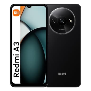 Xiaomi Redmi A3 - Smartphone sin contrato, 128 GB ROM 4 GB RAM, 5000 mAh, 90 Hz, pantalla AMOLED, métodos de desbloqueo facial y huellas dactilares, procesador Octa-core negro