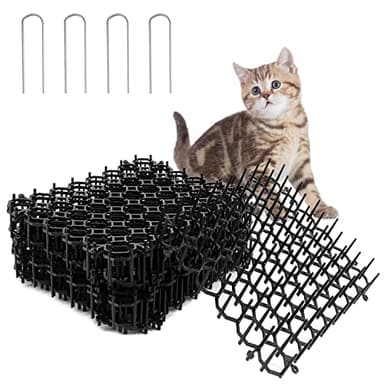 Anti Gatos, 12 Pedazos Pinchos Anti Gatos, Repelente Gatos se Puede Cortar, Reutilizable Ahuyentador Gatos, Ahuyenta Gatos, Repelente Gatos Exterior, Repelente para Gatos, Negro Pinchos para Gatos